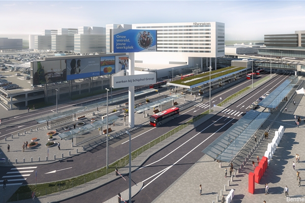 impressie busstation Schiphol