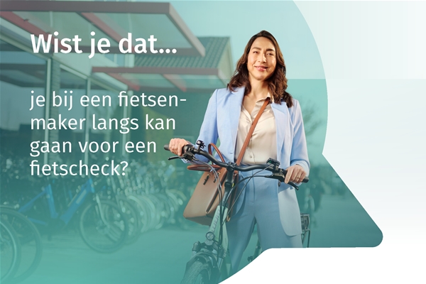 Afbeelding van dame met haar fiets, klaar om te gaan fietsen